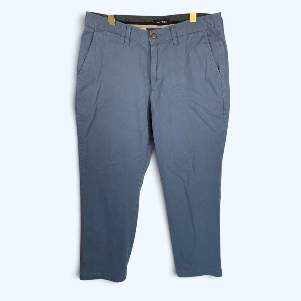 Nautica Mens Classic Straight Fit Stretch Pants Trousers 34x30 (34x29) Blue